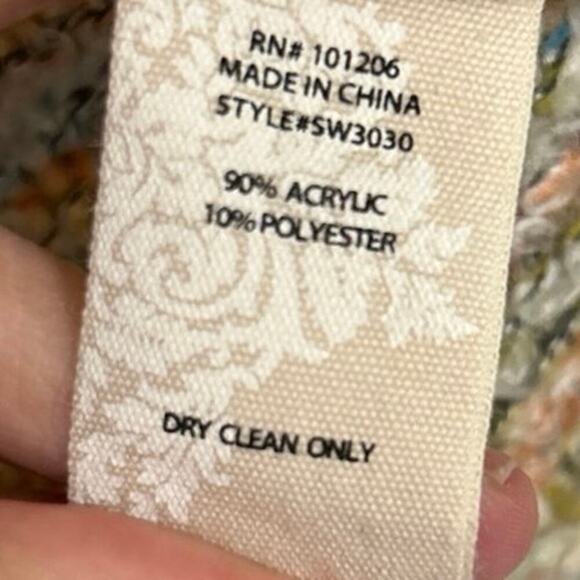 Soft Surroundings Hi Low Split Hem Bell Sleeve Chunky Knit Striped Sweater Med - Picture 13 of 14